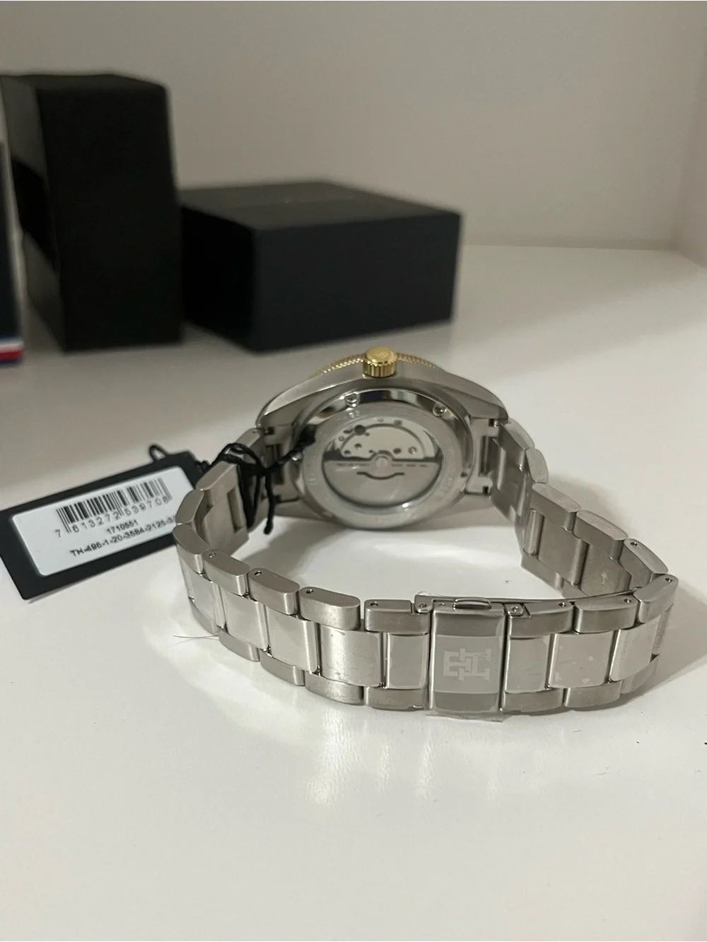 Tommy Hilfiger Silver Dial Men’s Watch with Red and Black Bezel
